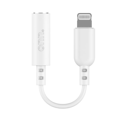 onn. Lightning to 3.5 mm AUX Adapter, White