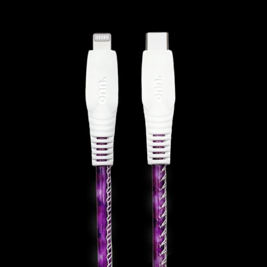 onn. 6' Fashion Cable, USB-C to Lightning Cable with Cable Management, Purple