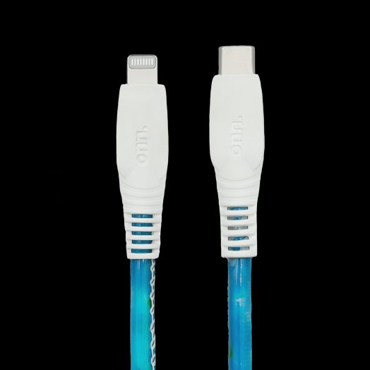onn. 6' Fashion Cable, USB-C to Lightning Cable with Cable Management, Aqua