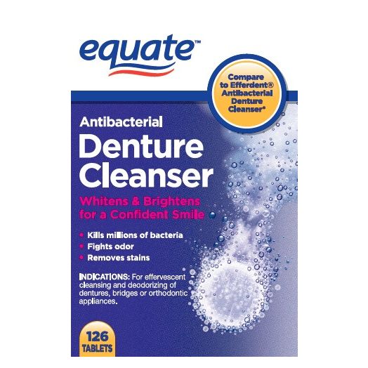 Equate Antibacterial Denture Cleanser Tablets, 126 count
