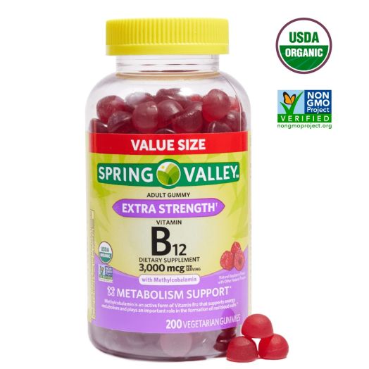 Spring Valley Extra Strength B12 Gummies, 3,000 mcg, 200 ct