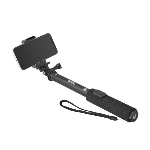 onn. Wireless Bluetooth Extendable Selfie Stick with Smartphone Cradle, GoPro Mount and Bluetooth Remote Shutter