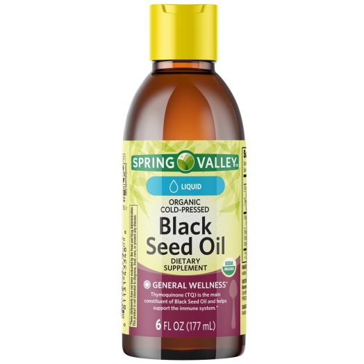 Spring Valley Organic Cold-Pressed Black Seed Oil, Liquid Dietary Supplement, 6 fl oz