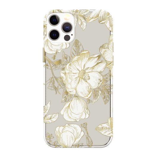 onn. White Metallic Floral Phone Case for iPhone 12 Pro Max