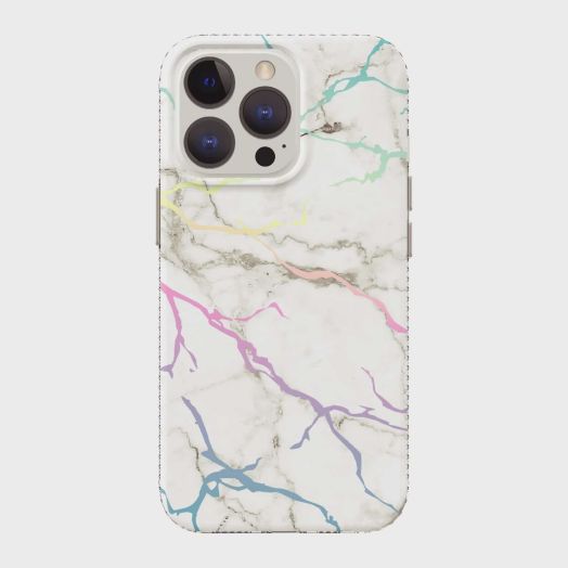 onn. White Iridescent Marble Phone Case for iPhone 13 Pro