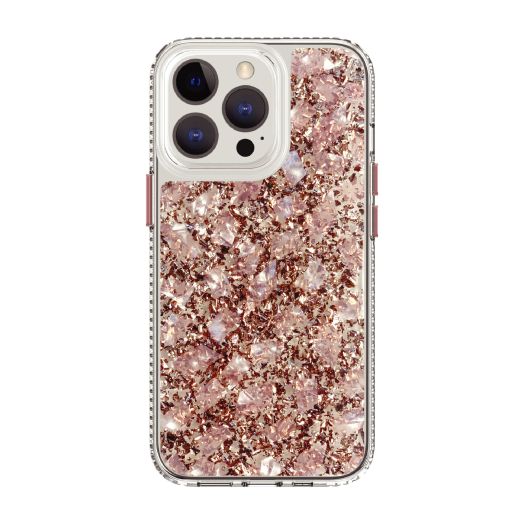 onn. Blush Gold Fleck with Shell Phone Case for iPhone 13 Pro Max