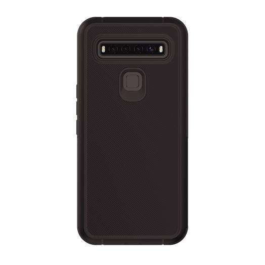 onn. Slim Rugged Phone Case with Built-in Microbial Protection for Alcatel TCL 10 5G UW, Black