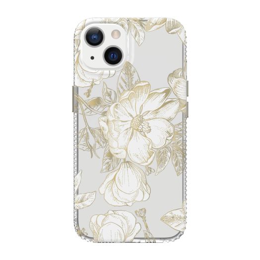 onn. White Metallic Floral Phone Case for iPhone 13