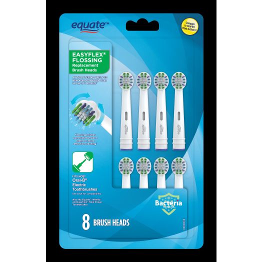 Equate EasyFlex Flossing Electric Toothbrush Replacement Heads, 8 Count