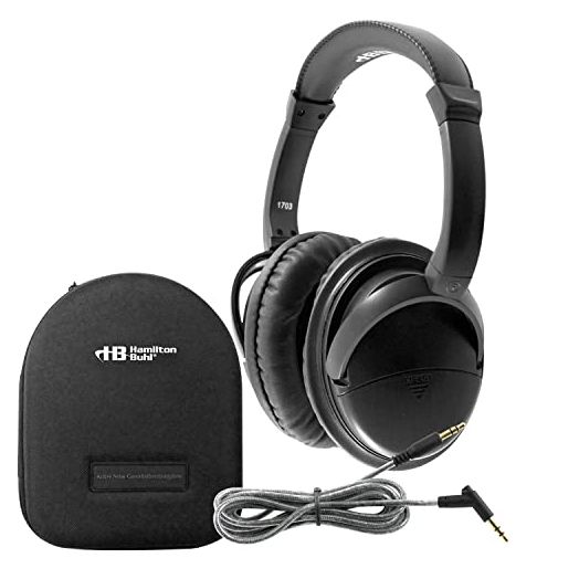 HamiltonBuhl Deluxe Active Noise-Cancelling Headphones with Case, Black