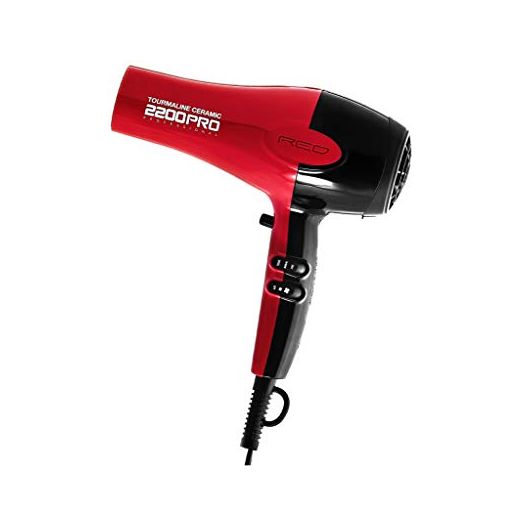 Red by Kiss Tourmaline Ceramic 2200 PRO Professional Hair Dryer 2 Extra Combs Included (BD07N) Creating Silky, Smooth and Healthy Hair Without Frizz