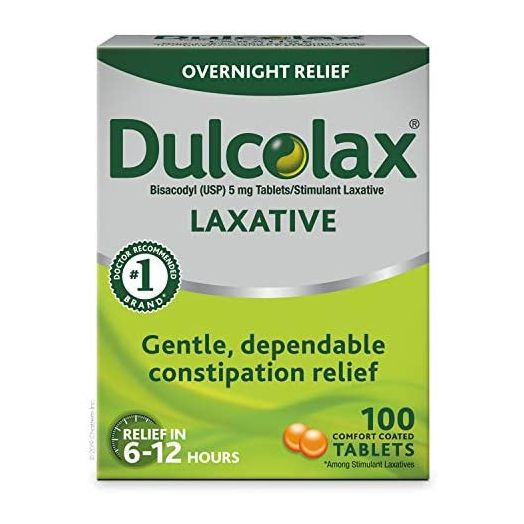 Dulcolax Stimulant Laxative Tablets (100 Count) Gentle Overnight Constipation Relief, Bisacodyl 5mg