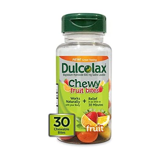 Dulcolax Chewy Fruit Bites, Saline Laxative, Assorted Fruit (30ct) Cramp-Free Constipation Relief