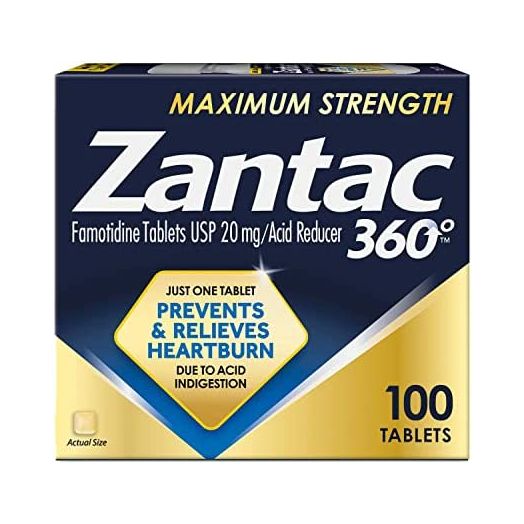 Zantac 360 Maximum Strength Tablets, 100 Count, Heartburn Prevention and Relief, 20 mg Tablets