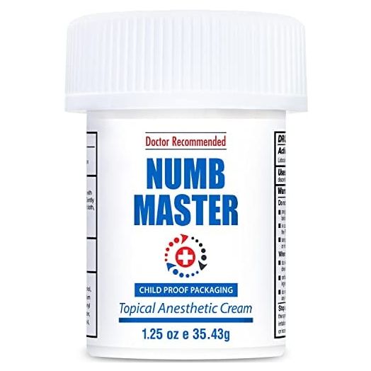 Numb Master 5% Lidocaine Topical Numbing Cream, Maximum Strength Long-Lasting Pain Relief Cream, Fast Acting Topical Anesthetic Cream with Aloe Vera, Vitamin E, Lecithin with Child Resistant Cap, 1.25 Oz