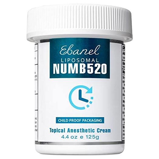 Ebanel 5% Lidocaine Topical Numbing Cream Maximum Strength, 4.4 Oz, Numb520 Pain Relief Cream Anesthetic Cream Infused with Aloe Vera, Vitamin E, Lecithin, Allantoin, Secured with Child Resistant Cap