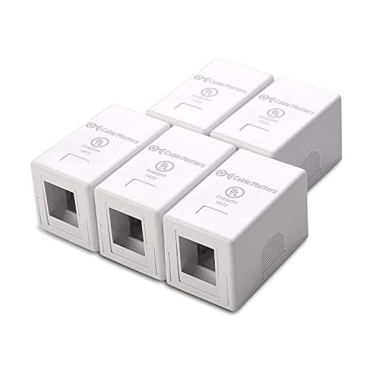 Cable Matters UL Listed 5-Pack 1-Port Keystone Jack Surface Mount Box in White
