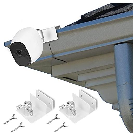 Gutter Mount for Arlo Pro Pro 2 Pro 3 Pro 4 Arlo HD/Ultra/Essential, Adjustable Weatherproof Aluminum Alloy Mount Bracket for Your Arlo Surveillance Camera (2 Pack, White)