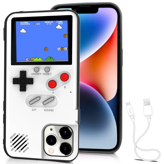 Game Phone Case, 168 Built-in Small Video Games, White, Compatible with iPhone SE, SE2, SE3, 6, 6S, 7, 8