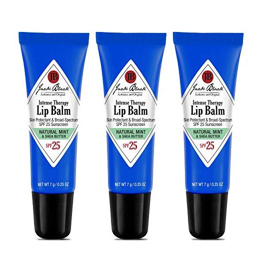 Jack Black, Intense Therapy Lip Balm SPF 25, Green Tea Antioxidants, Long Lasting Treatment, Broad-Spectrum UVA & UVB Protection, Natural Mint & Shea Butter Flavor, 0.25 Oz, Pack of 3