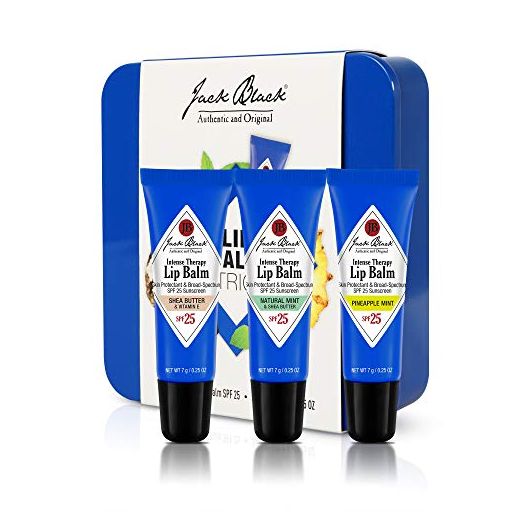Jack Black Intense Therapy Lip Balm Trio with recyclable, reusable tin, 0.25 fl. oz.