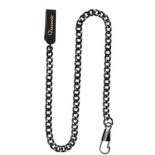 TREEWETO Pocket Watch Vest Chain 14.7 inch (37.5 cm) Black