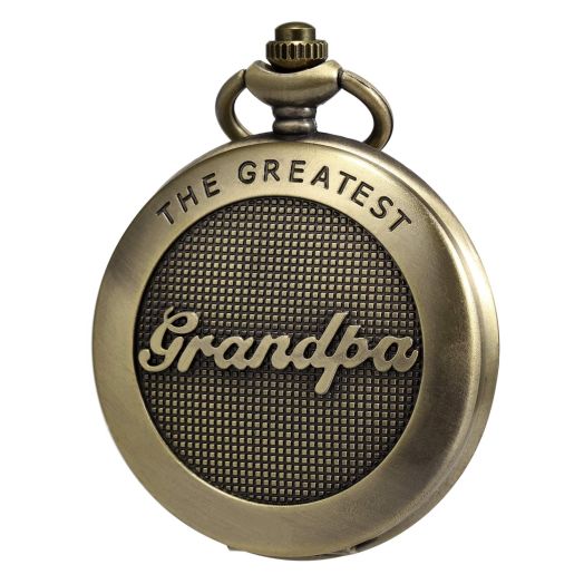 Men's Pocket Watch Quartz Gift for Grandpa with Fob Chain