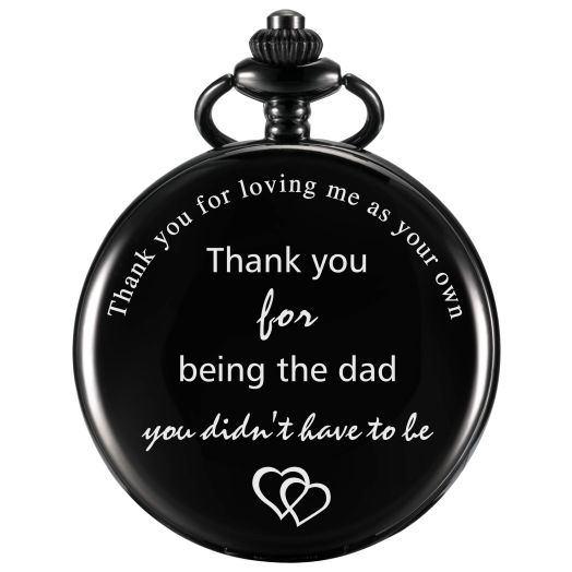 Tatuo Dad Presents Pocket Watch for Father in Law, Stepdad Thank You for Loving Me as Your Own Quartz Pocket Watch for Father (Black)