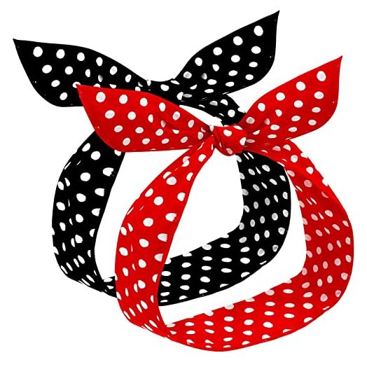 Hicarer Polka Dot Headbands for Girls and Women, Retro Bandana (Red, Black)