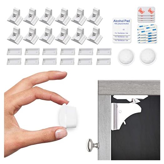 Eco-Baby Child Safety Magnetic Cabinet and Drawer Locks for Proofing Kitchen 12 Pack Child Latches