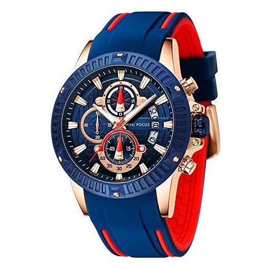 Mini Focus Mens Watches Military Sports Watch (Chronograph/Waterproof/Luminous/Calendar) Silicon Band Quartz Watch for Men