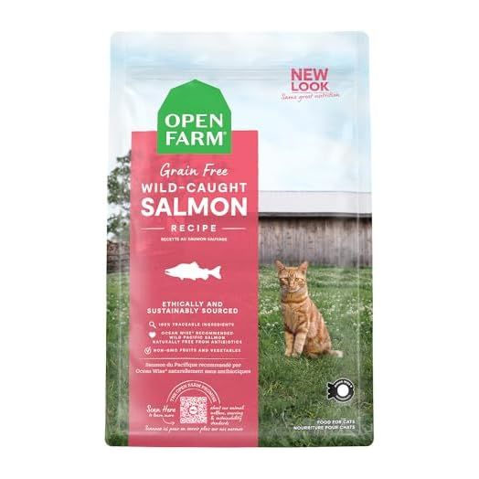 Open Farm Wild-Caught Salmon Grain-Free Dry Cat Food, Responsibly Sourced Pacific Salmon Recipe with Non-GMO Superfoods and No Artificial Flavors or Preservatives, 2 lbs