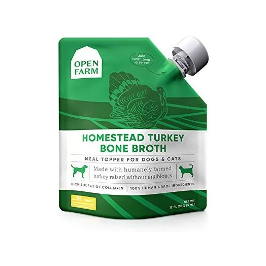 Open Farm Bone Broth, Food Topper for Both Dogs and Cats with Responsibly Sourced Meat and Superfoods Without Artificial Flavors or Preservatives, 12oz