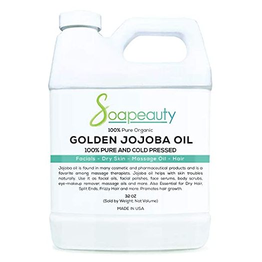Soapeauty JOJOBA OIL ORGANIC | 100% Natural Golden Jojoba Oil | Organic Jojoba Oil Cold Pressed | Carrier for Essential Oils, Jojoba oil for Skin, Face & jojoba oil for Hair growth Massage (32 OZ)
