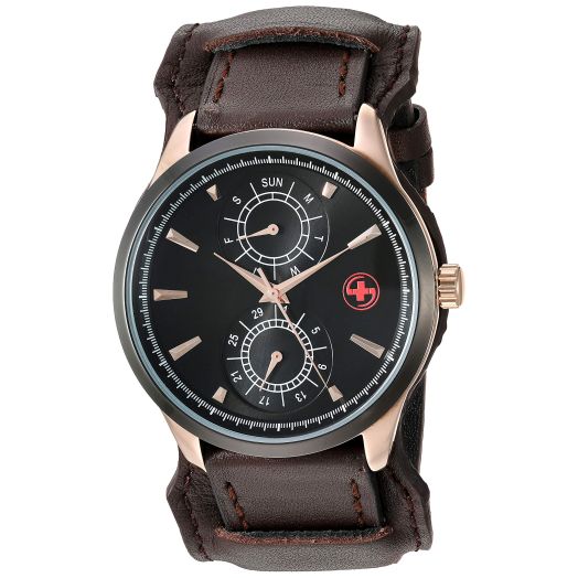 Red Men's Watch with Genuine Calfskin Leather Retro Starp