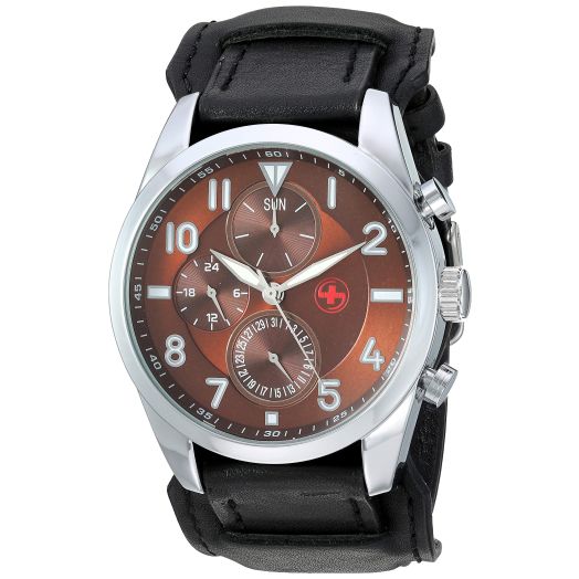Red Men's Watch with Genuine Calfskin Leather Retro Starp