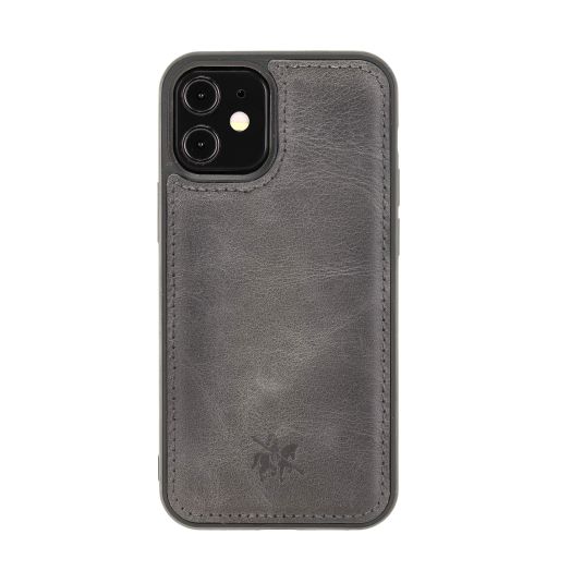 Venito Lucca Leather Case Compatible with iPhone 12 Mini (5.4 inch) – Extra Secure with Padded Back Cover (Faded Gray)