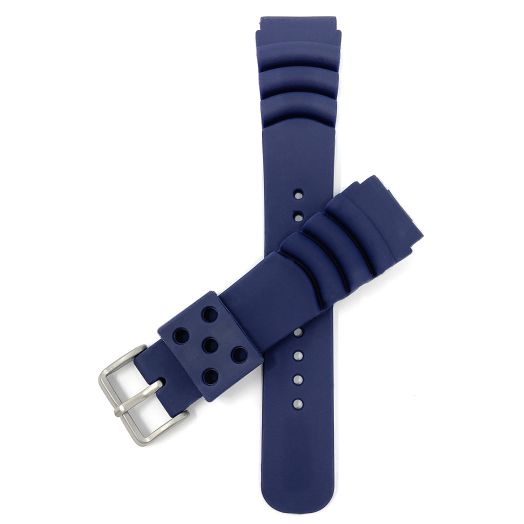 Bandini 20mm Rubber Watch Strap for Citizen Promaster Dive Watch Band, Replacement for Diver Watch Band for Seiko Watch Bands, Curved Lines - Blue Diver 20mm Rubber Watch Bands for Men