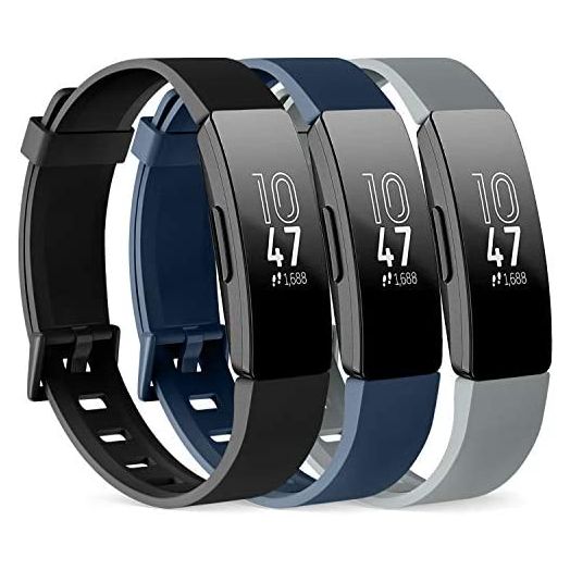 PACK 3 Silicone Bands for Fitbit Inspire HR & Fitbit Inspire 2 & Fitbit Inspire & Ace 2 Replacement Wristbands