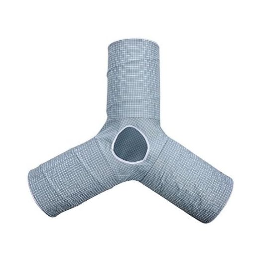 Cat Tunnel,Cat Tunnel for Indoor Cat, Kitten Toys Collapsible 3 Ways Play Toy, Pet Tube Hideaway Tunnel with Ball for Cats Rabbits Kittens (Blue and White)