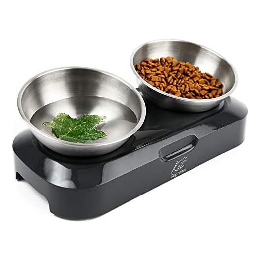 KatSupreme Tilted Cat Food Bowls - Elevated Cat Bowls, Anti Vomiting Cat Bowl Set, Stainless Steel Cat Bowls, Cat Food Bowls Elevated, Raised Cat Bowls for Indoor Cats, Orthopedic Cat Bowl