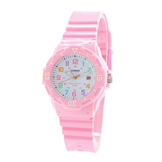 Casio Women's LRW-200H-4B2 Pink Resin Band with White Dial Watch