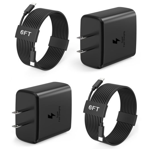 45W Samsung Charger USB C Super Fast Charging for Samsung Galaxy S24,S24 Ultra,S23,S23 FE,S22,A54,Z Fold 5 4,Z Flip 5 4,Galaxy Tab S9 S8 Ultra,Galaxy Book3,2 Pack Android Wall Charger with 6ft Cable