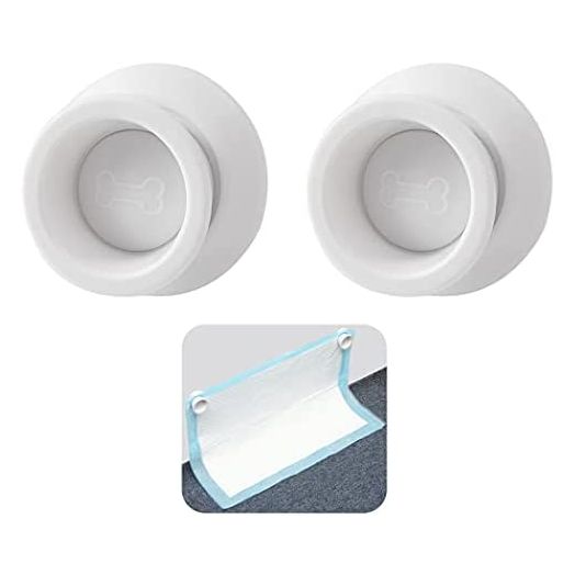(2-Pack) Potty Training Pad Magnetic Holder (White) - Perfect for Leg-Lifting Marking Dogs - Compatible with Any Size of Puppy Pee Pads - Strong Magnets Will Stick on Most Flat Surfaces