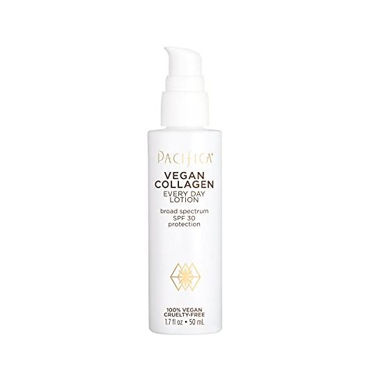 Pacifica Beauty Vegan Collagen SPF 30 Broad Spectrum Sunscreen Every Day Face Lotion, UVA/UVB Protection for All Skin Types, Lightweight Formula, Moisturizing + Hydrating, Cruelty Free, White, 2 Fl Oz