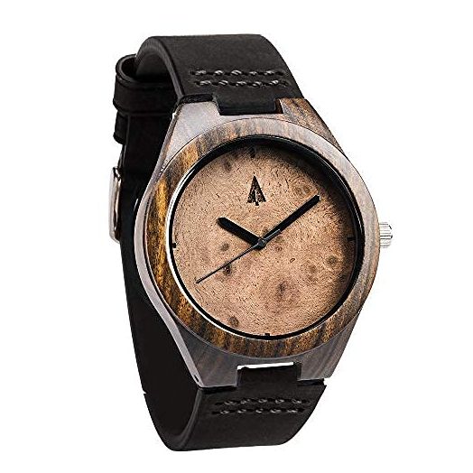 Treehut Wooden Watches for Men, Ebony Walnut Burl Watch, Japanese Quartz Movement, Señoras Stylish Exotic Wrist Chicas Watch with Adjustable Stainless Steel Buckle and Box, Relojes para Hombre