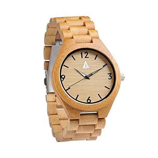 Treehut Wooden Watches for Men, Japanese Quartz Movement, Stylish Exotic Wrist Watch with Adjustable Stainless Steel Buckle, Wooden Straps, Watch Made from Zebrawood, Relojes para Hombre