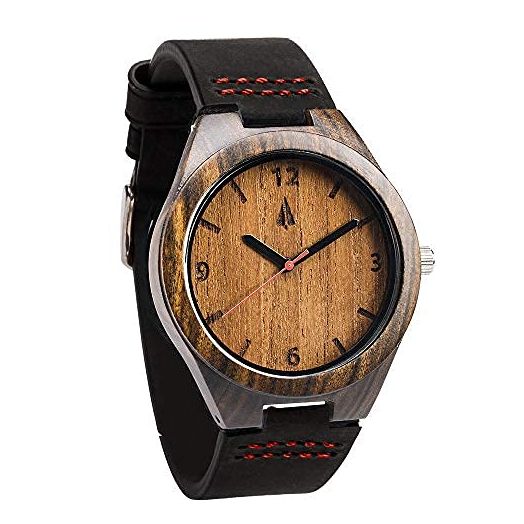 Treehut Wooden Watches for Men, Japanese Miyota Movement, Stylish Exotic Wrist Watch with Adjustable Stainless Steel Buckle, Leather Straps, Watch Made Real Bamboo Wood, Relojes para Hombre