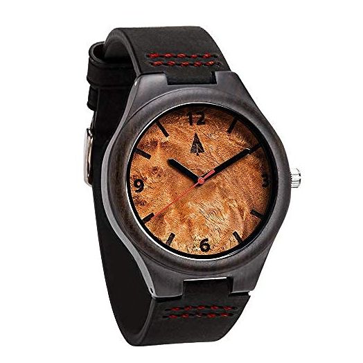 Treehut Wooden Watches for Men, Japanese Miyota Movement, Stylish Exotic Wrist Watch with Adjustable Stainless Steel Buckle, Leather Straps, Watch Made Real Bamboo Wood, Relojes para Hombre