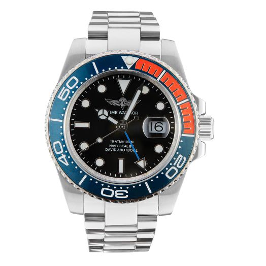 GMT Master Watch Orange and Blue Titanium Ceramic Bezel, Ronda 505 Quartz Movement Sapphire Glass, Luminous.